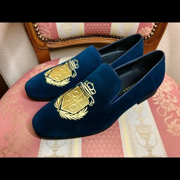 COPY - Billionaire Loafer Shoes Size 40/7 Blue Suede Gold
